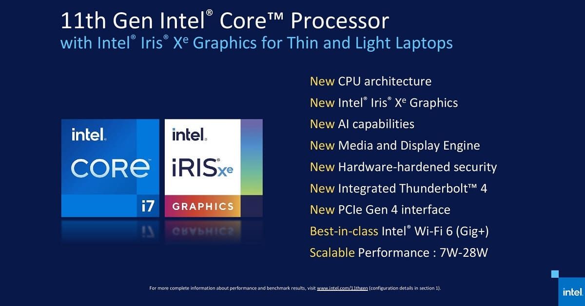 Thông tin chi tiết về vi xử lý Intel Gen 11th