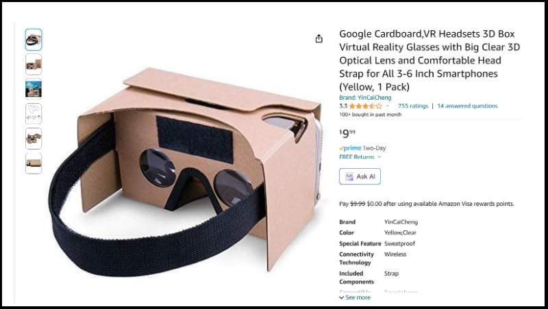 Giá Google Cardboard hiện tại