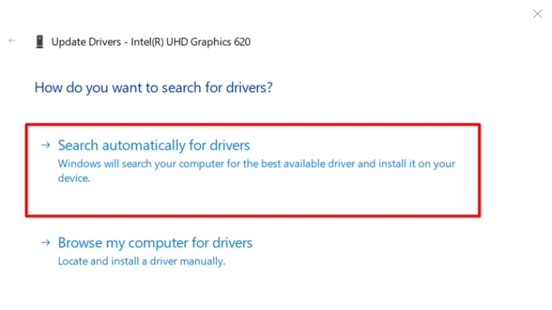 Chọn Search automatically for drivers