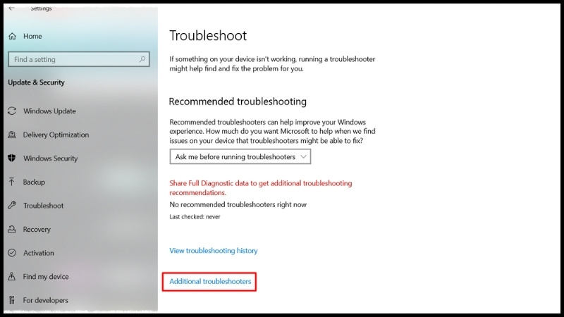 Additional troubleshooters