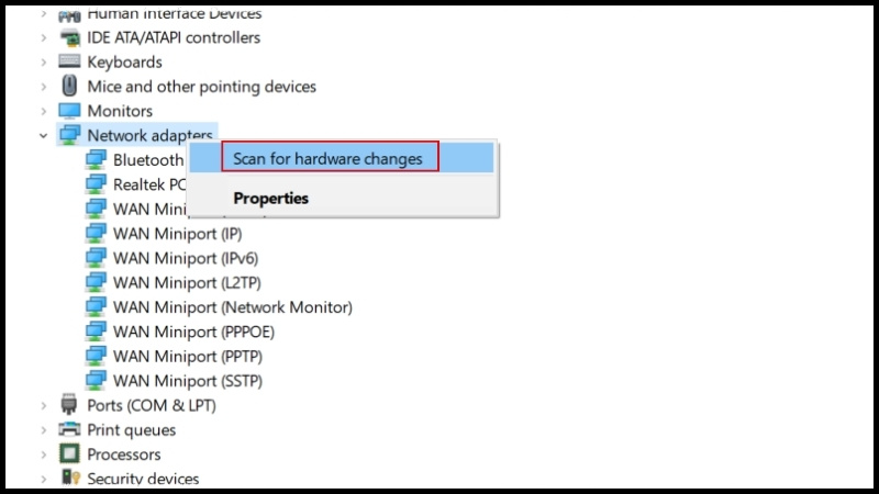 Scan for hardware changes