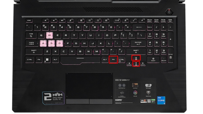 Bật đèn bàn phím laptop Asus