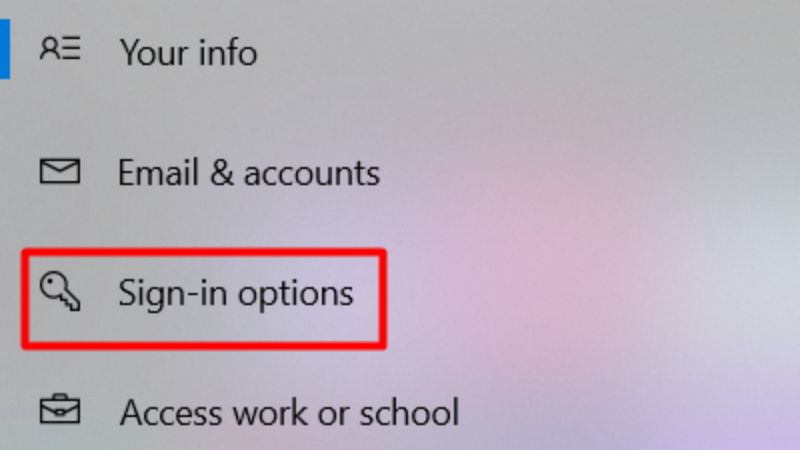 Chọn Sign-in options