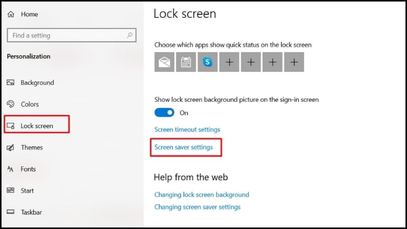 Chọn Lock screen > Lướt xuống và chọn Screen saver settings