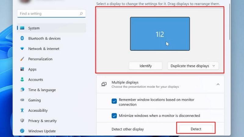 Click Detect ở mục Detect other display