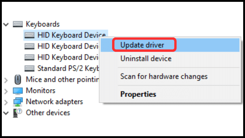 Update driver cho bàn phím 
