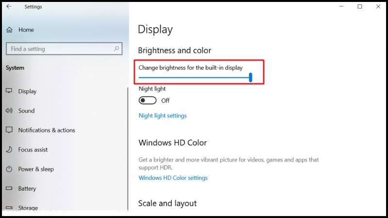 Change brightness for the built-in display