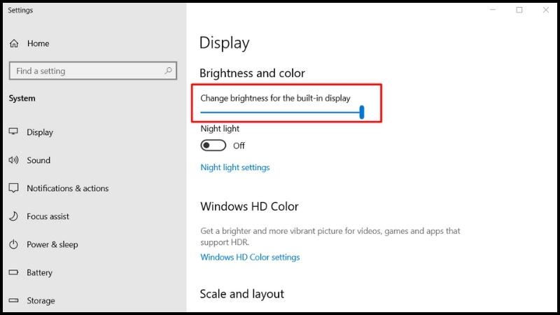 Change brightness for the built-in display