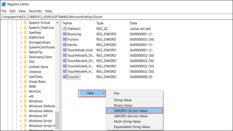 Tạo tệp DWORD (32-bit) Value